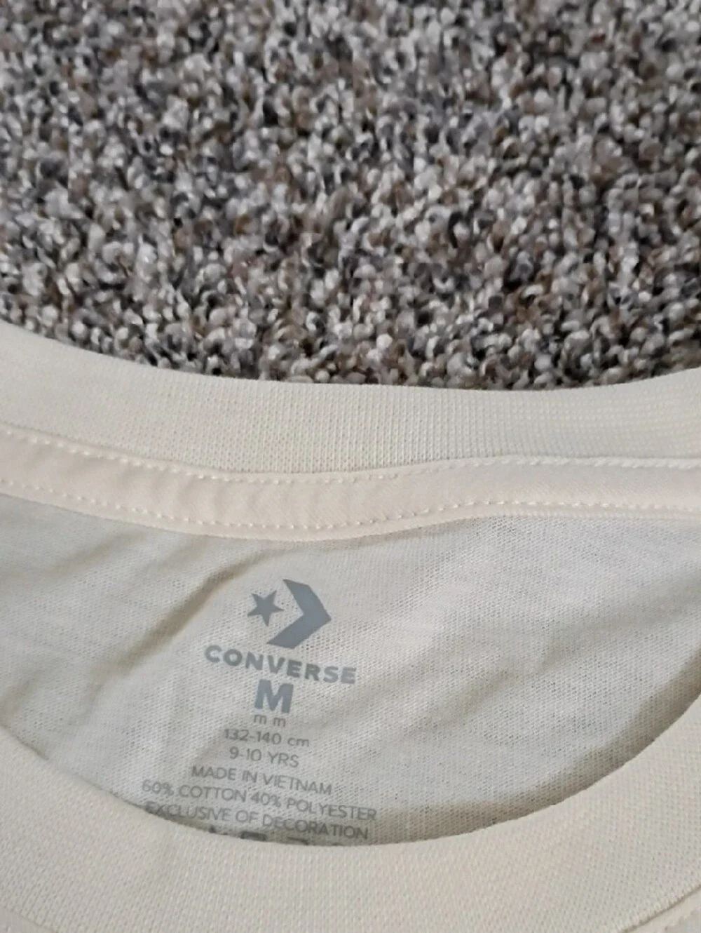 Converse Cream Short-Sleeve Tee with Light Blue Logo